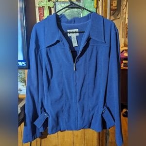 KSL (Division of Karen Stevens) Size 18W, Blue Zip Up Jacket, Gently Worn